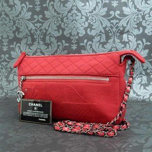 Chanel Hawaii Limited Cotton Red Chain Bag